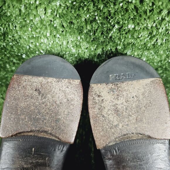 Prada Black Leather Slip On Loafers Dress Shoes Italy Mens SiE US 11.5 EU 10.5 - Picture 15 of 16